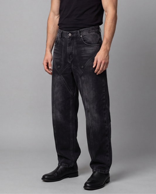 Black Rodeo Denim Jeans - on-model three-quarter