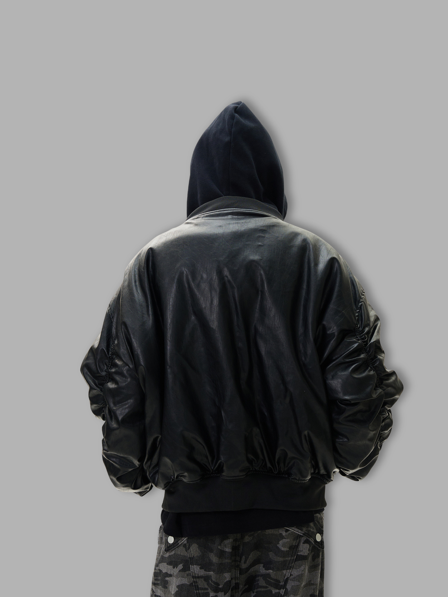 Heavyweight Bomber Jacket - Layered-Look Hooded Bomber