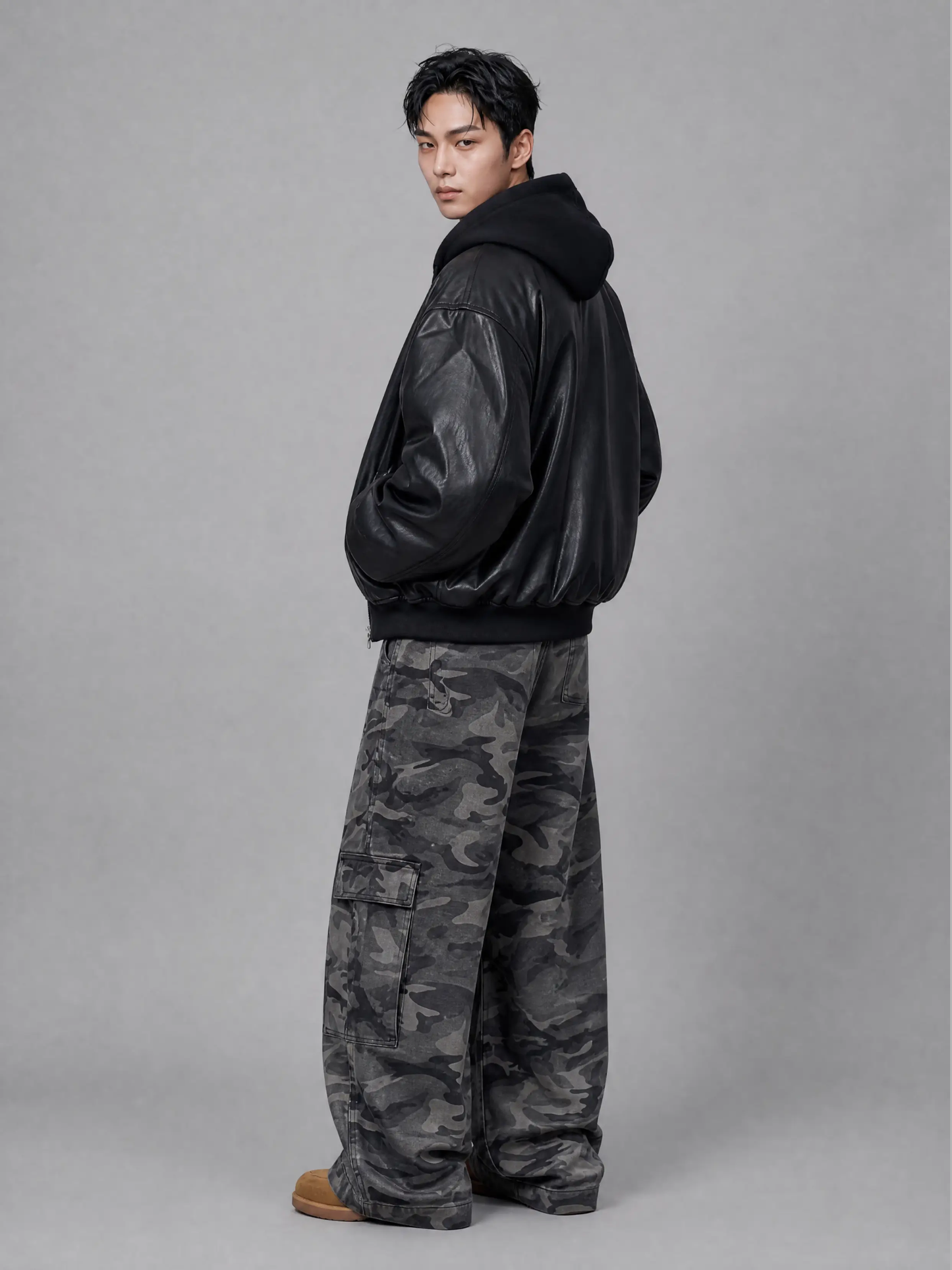 Heavyweight Bomber Jacket - Layered-Look Hooded Bomber