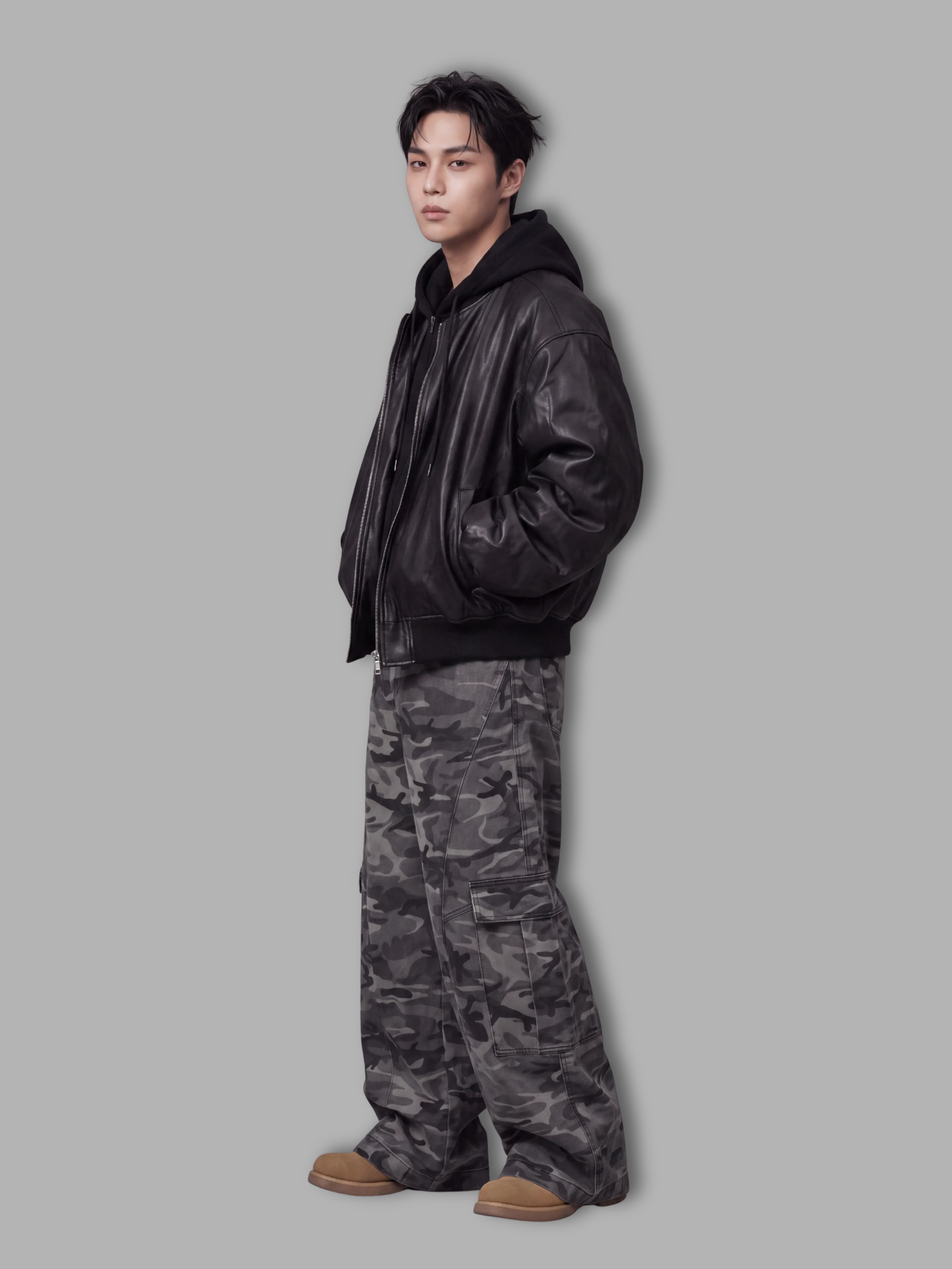 Heavyweight Bomber Jacket - Layered-Look Hooded Bomber