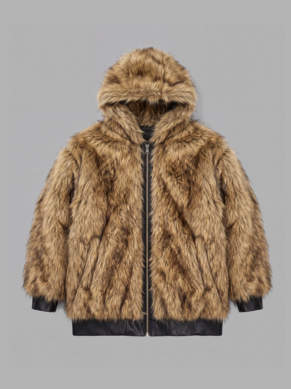 Double-Sided Fur-Lined Jacket - Faux-Leather, Reversible *need upscaled models
