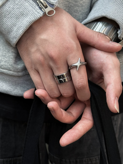 2 Rings - Wide and Narrow, Titanium Steel