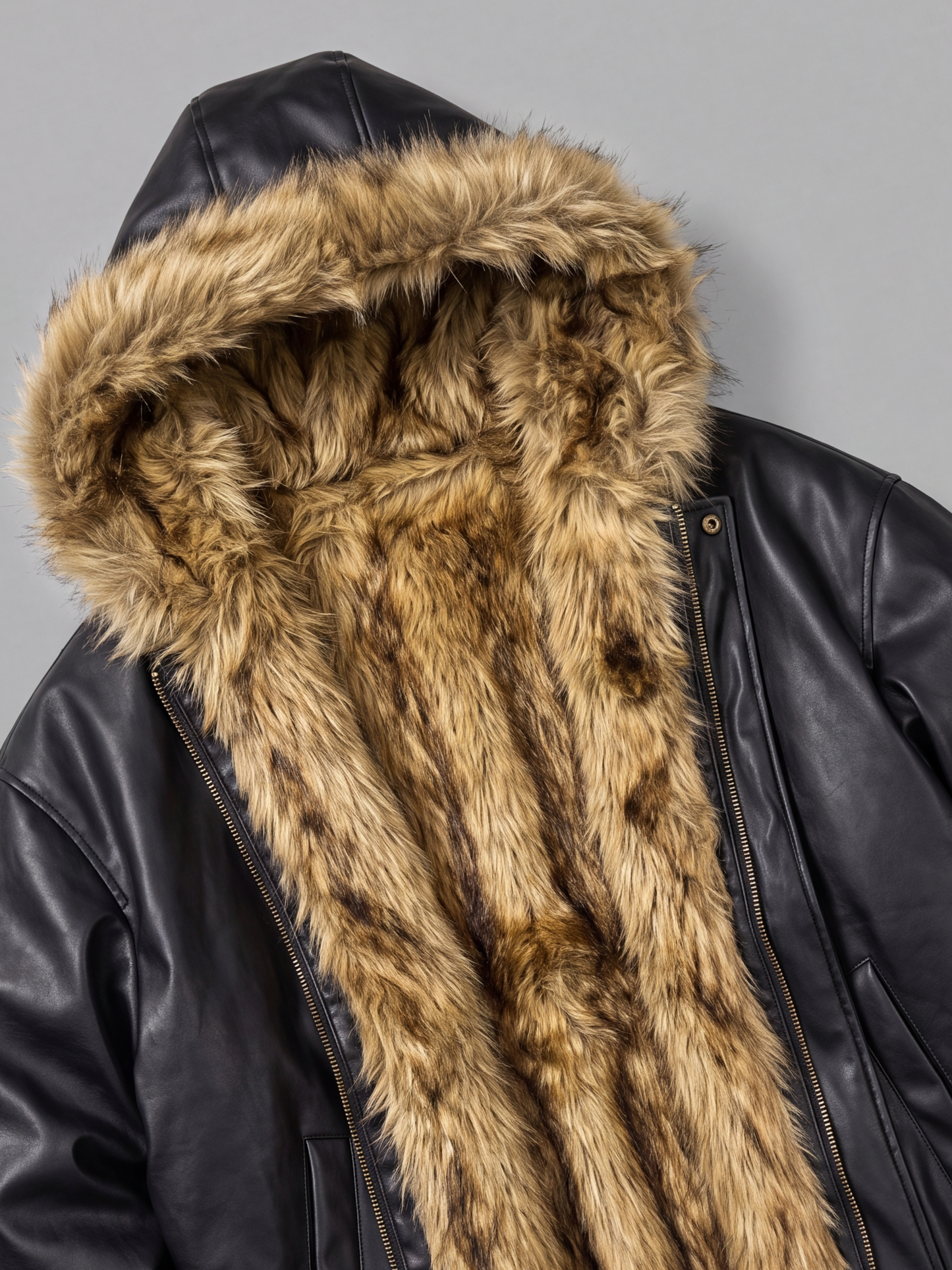 Double-Sided Fur-Lined Jacket - Faux-Leather, Reversible *need upscaled models