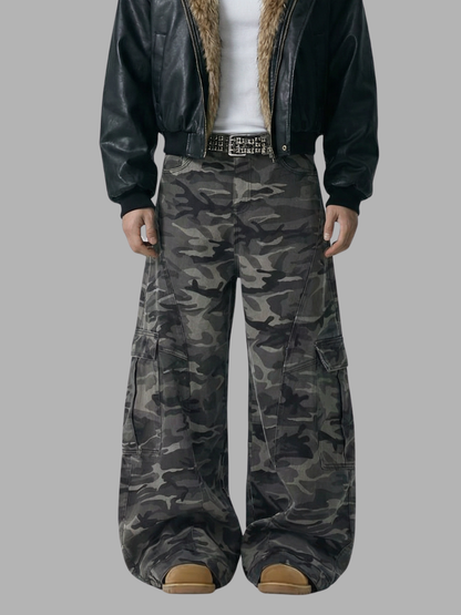 Woodland Camo Baggy Cargo Pants, product photo