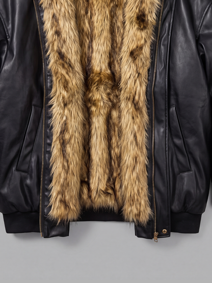 Double-Sided Fur-Lined Jacket - Faux-Leather, Reversible *need upscaled models