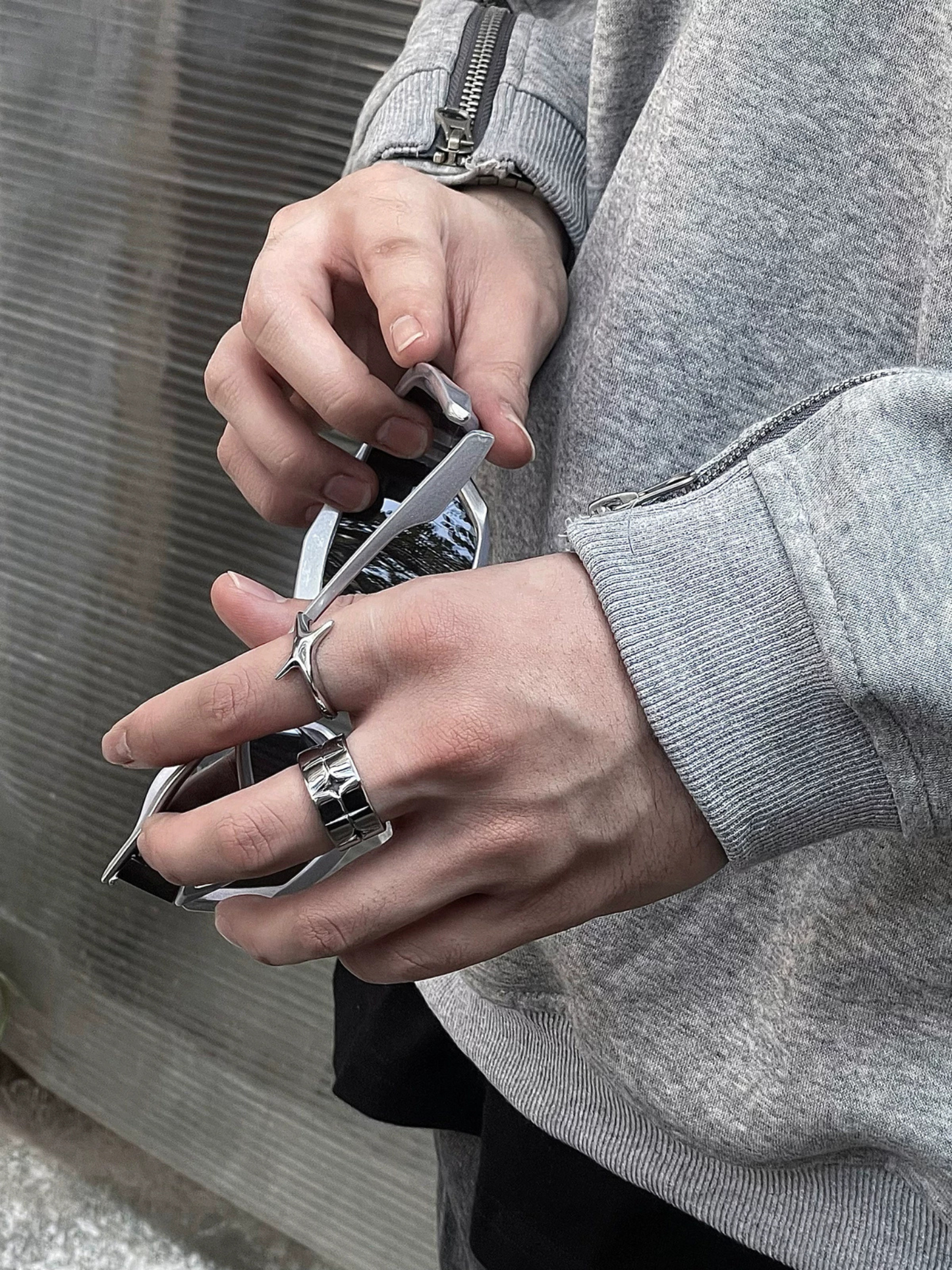 2 Rings - Wide and Narrow, Titanium Steel