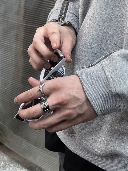 2 Rings - Wide and Narrow, Titanium Steel