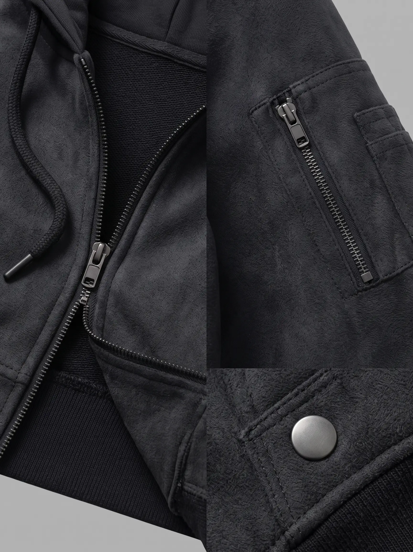 Hooded Bomber Jacket - Faux-Leather Flight Style *done