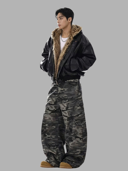 Woodland Camo Baggy Cargo Pants, product photo