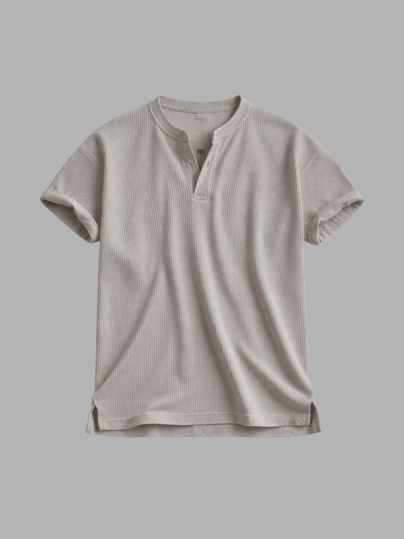 Henley Collar Short Sleeve, Cream colourway, product photo