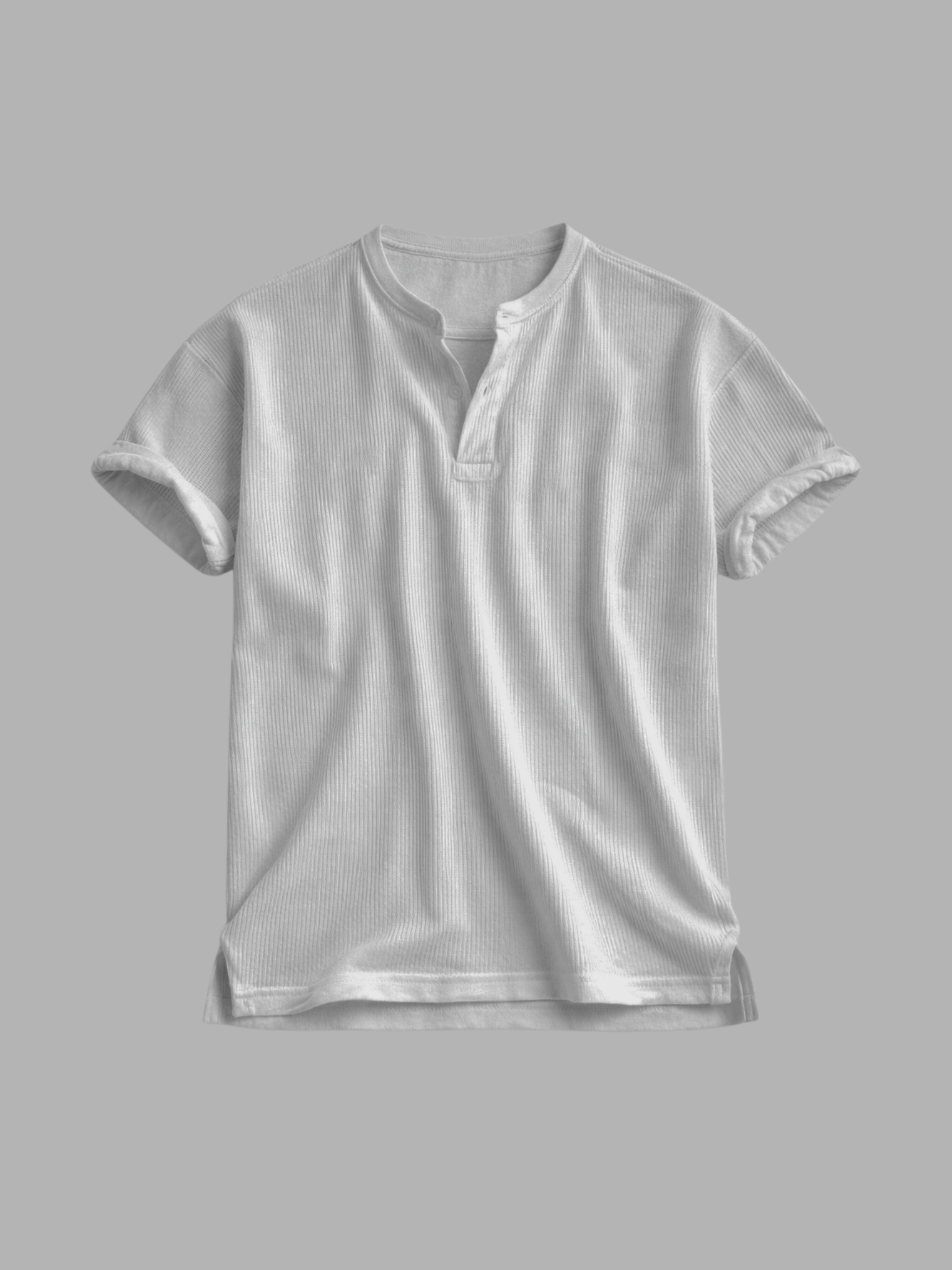 Henley Collar Short Sleeve, White colourway, product photo