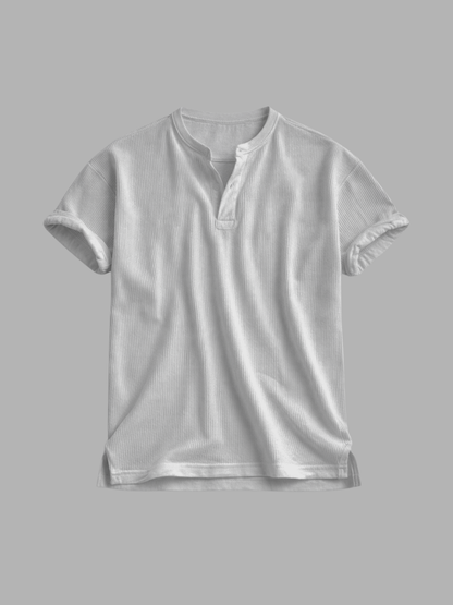 Henley Collar Short Sleeve, White colourway, product photo