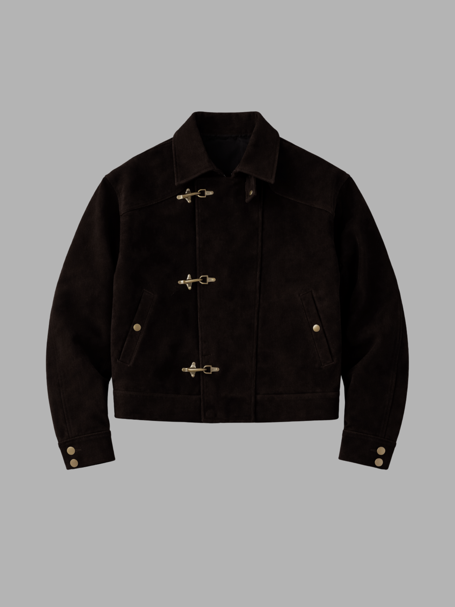 Kuki Faux-Suede Jacket in dark brown, product photo