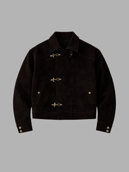 Kuki Faux-Suede Jacket in dark brown, product photo