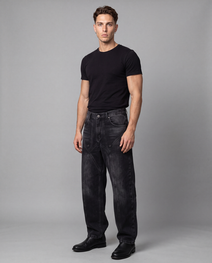 Black Rodeo Denim Jeans - on-model three-quarter