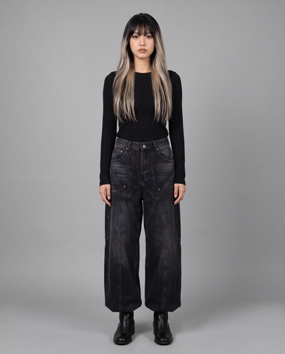 Black Rodeo Denim Jeans - on-model unisex (Cassandra)