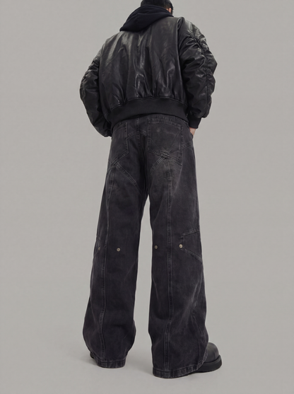 Black Rodeo Jeans - Wide-Leg Washed Denim *model attn